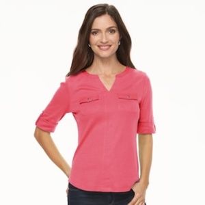 XL Pink Flambe Croft & Barrow Pocket Roll Tab Top